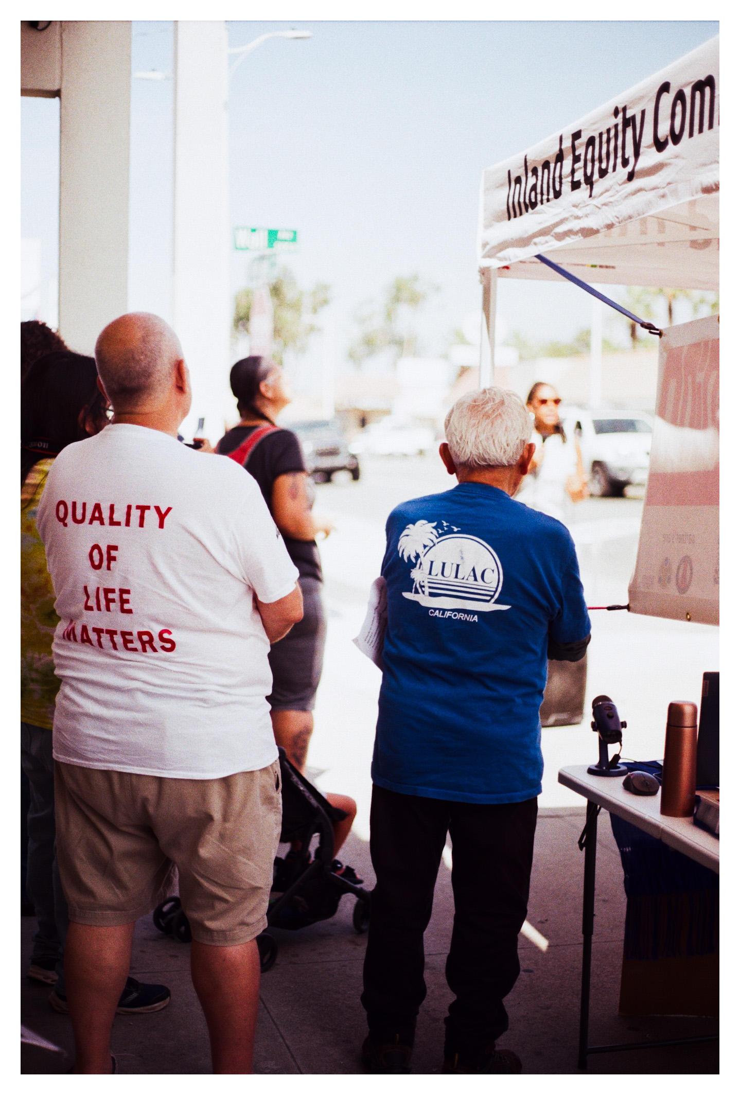 Inland Empires CLT Jeff Green and IECLT Board Member, Anthony J. Noriega at IE TU Bridge/Pama management 2025 Protest